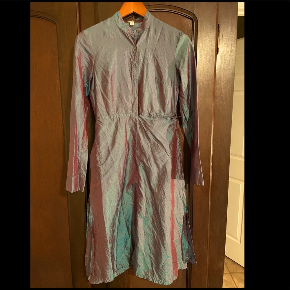 IRIDESCENT PINAFORE STYLE 100% SILK DRESS